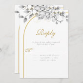 Elegant Modern Floral Wreath Black White Wedding (Voorkant / Achterkant)