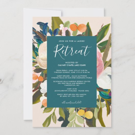 Elegant Modern Florals Dames in het Blauwgroen Kaart (Voorkant)