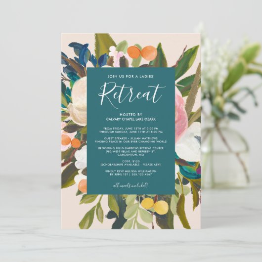 Elegant Modern Florals Dames in het Blauwgroen Kaart (Staand voorkant)