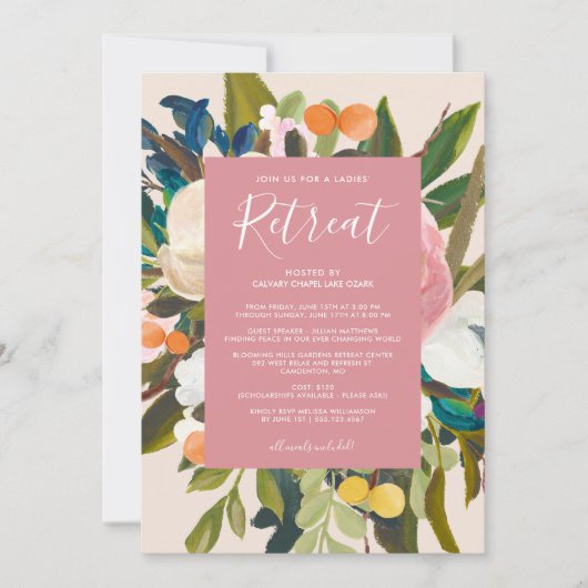 Elegant Modern Florals Dames Retreat Blush Kaart (Voorkant)
