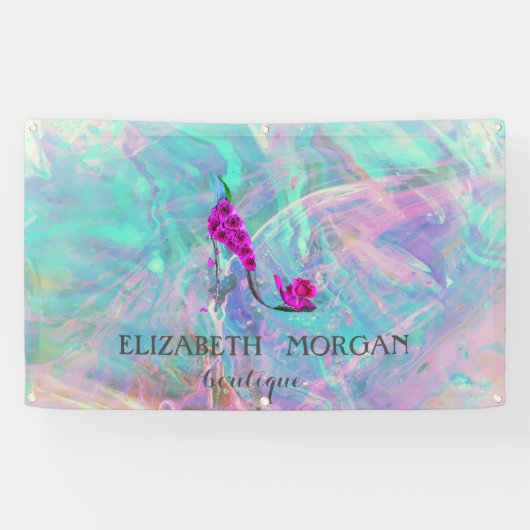 Elegant Modern Flowers High Hiel Holographic Opal Spandoek (Horizontaal)