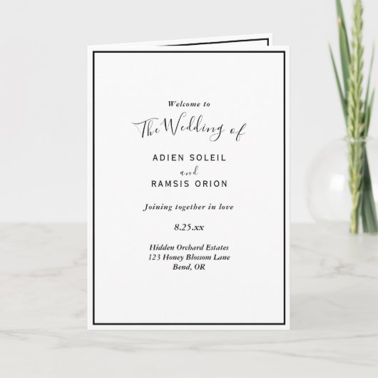 Elegant Modern Folded Wedding Program Programma (Voorkant)