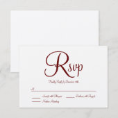 Elegant Modern Font Burgundy RSVP Kaartje (Voorkant / Achterkant)