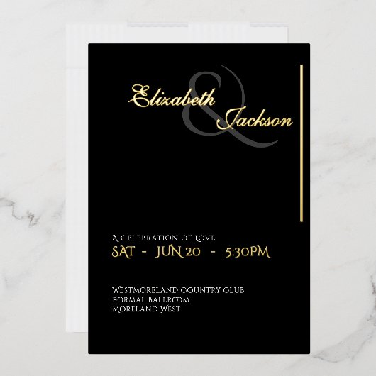 Elegant Modern Formal Black Wedding Gold Folie Uitnodiging (Envelop)