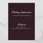 Elegant Modern Formal Plum Noir Wedding Gold Folie Uitnodiging (Achterkant)