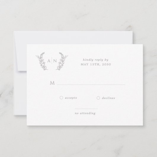 Elegant modern, formeel monogram bruiloft RSVP (Voorkant)