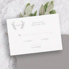 Elegant modern, formeel monogram bruiloft RSVP