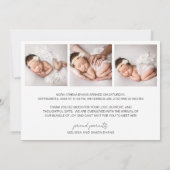 Elegant Modern Foto Collage Dank je geboorte Aankondiging (Achterkant)