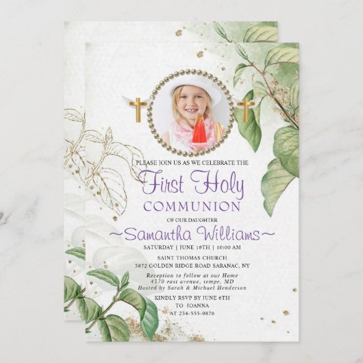 Elegant Modern Foto Eerste Uitnodiging (Voorkant / Achterkant)