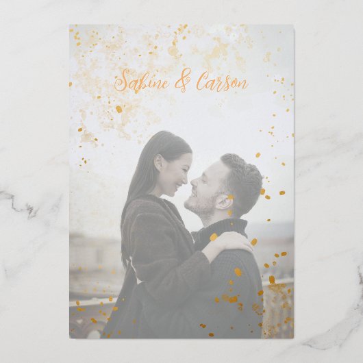 Elegant Modern Foto Folie Wedding Folie Uitnodiging (Achterkant)