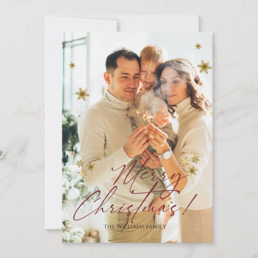 Elegant Modern Foto Prettig Kerstfeest Kaart (Voorkant)