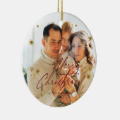 Elegant Modern Foto Prettig Kerstfeest  Keramisch Ornament (Rechts)