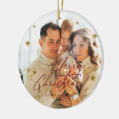 Elegant Modern Foto Prettig Kerstfeest  Keramisch Ornament (Links)