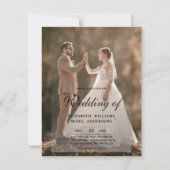 Elegant Modern Foto voor en achter bruiloft Kaart (Voorkant)