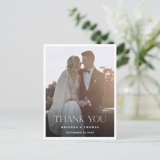 Elegant Modern Foto Wedding Bedankt Briefkaart (Staand voorkant)