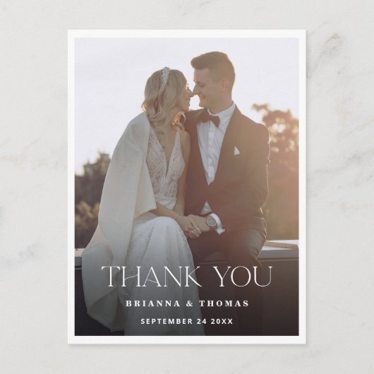 Elegant Modern Foto Wedding Bedankt Briefkaart (Voorkant)