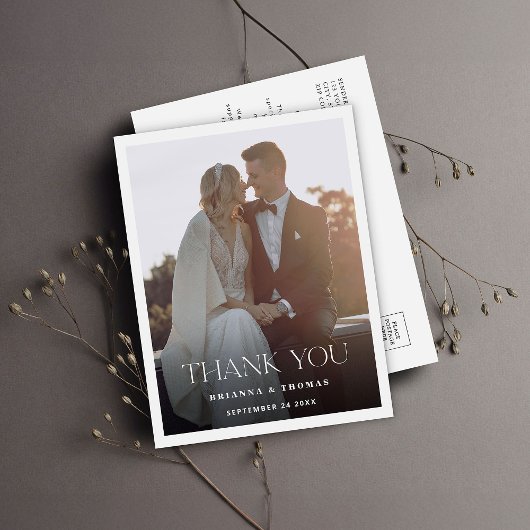 Elegant Modern Foto Wedding Bedankt Briefkaart