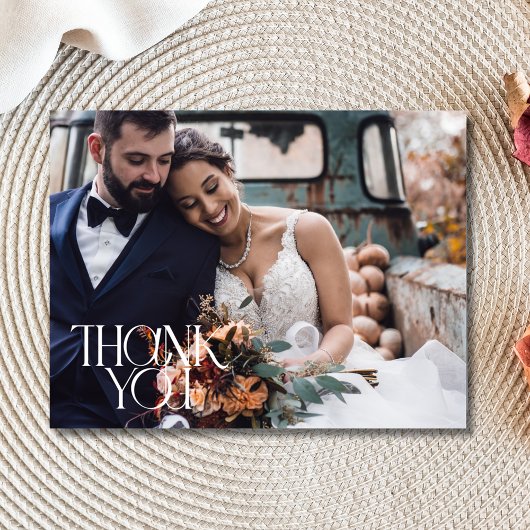Elegant Modern Foto Wedding Bedankt Briefkaart