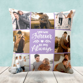 Elegant Modern Fotocollage Paarse Gift Kussen