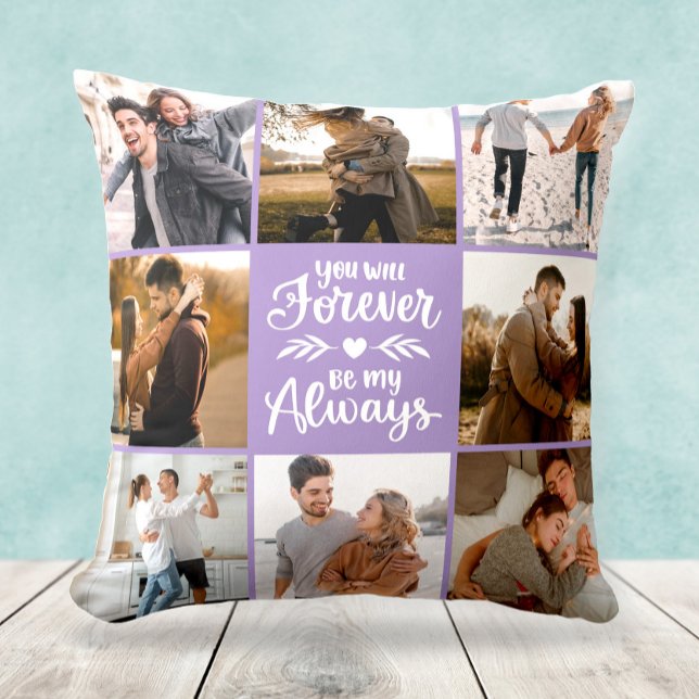 Elegant Modern Fotocollage Paarse Gift Kussen (Creator heeft geüpload)