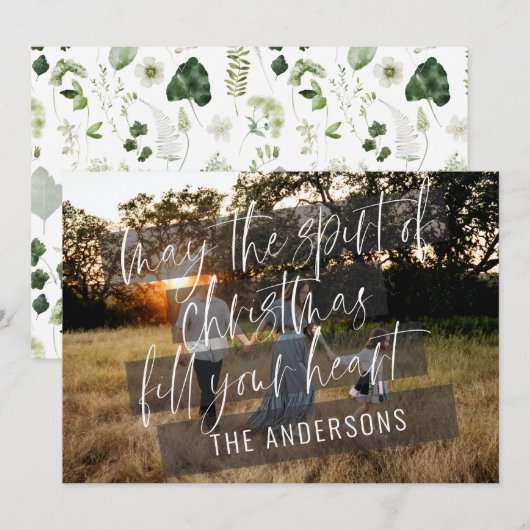 Elegant modern fotogezin met kerstliefde aankondiging (Voorkant / Achterkant)