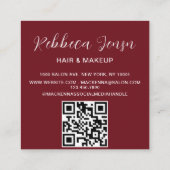 Elegant Modern Fotoportfolio Schoonheidssalon Rood Vierkante Visitekaartje (Achterkant)