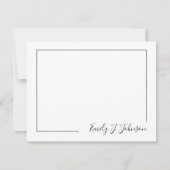 Elegant Modern Frame Black White Flat Note Card Notitiekaartje (Voorkant)