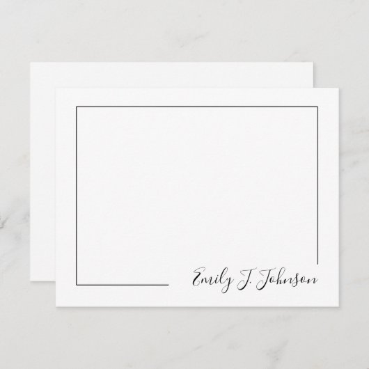 Elegant Modern Frame Black White Flat Note Card Notitiekaartje (Voorkant / Achterkant)