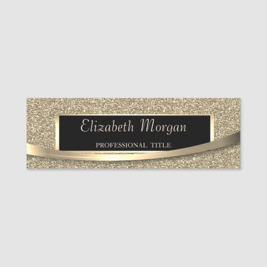 Elegant  Modern, Frame, Streep, Glitters Naamplaatje (Voorkant)
