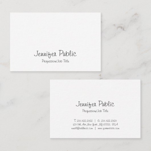 Elegant modern Freehand Script Clean Graceful Visitekaartje (Voorkant / Achterkant)