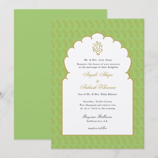 Elegant Modern Ganesh Indiaanse bruiloft Kaart (Voorkant / Achterkant)