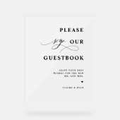 Elegant Modern, gastenboek Bruiloft Frosted Acryl Bord (Voorkant)