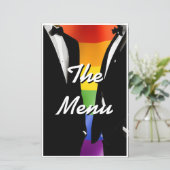 Elegant Modern Gay Mannen Rainbow Wedding Menu (Staand voorkant)