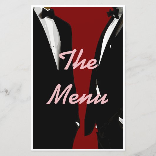 Elegant Modern Gay Mannen Wedding Menu (Voorkant)