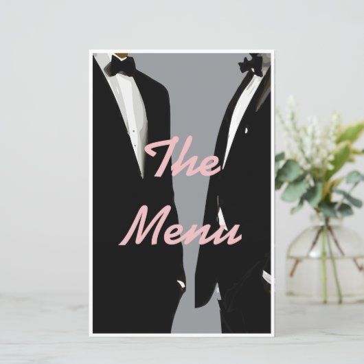 Elegant Modern Gay Mannen Wedding Menu (Staand voorkant)