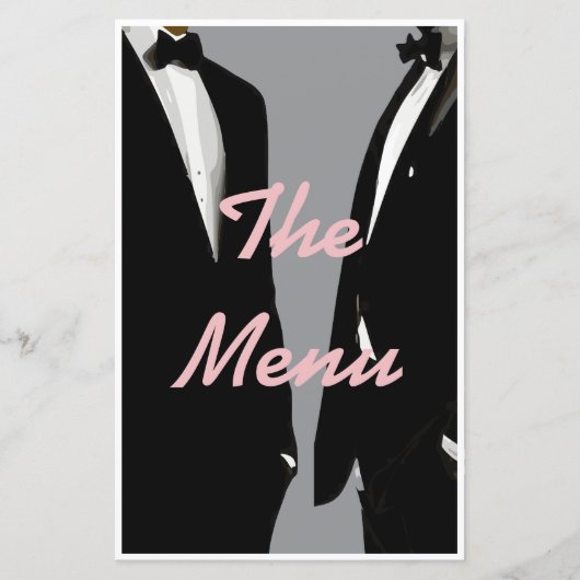 Elegant Modern Gay Mannen Wedding Menu (Voorkant)