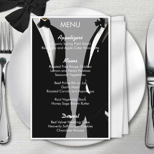 Elegant Modern Gay Mannen Wedding Menu