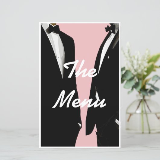 Elegant Modern Gay Mannen Wedding Menu (Staand voorkant)