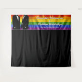 Elegant Modern Gay Men Rainbow Wedding Backdrop Wandkleed (Voorkant (horizontaal))