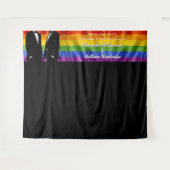 Elegant Modern Gay Men Rainbow Wedding Backdrop Wandkleed (Voorkant (horizontaal))