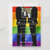 Elegant Modern Gay Men Wedding Photo Rainbow Save The Date (Achterkant)