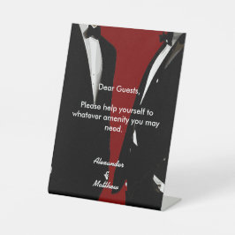 Elegant Modern Gay Men Wedding Rainbow Amenities Reclamebord Met Voetstuk