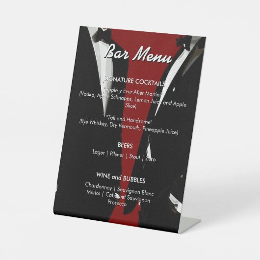Elegant Modern Gay Men Wedding Rainbow Bar Menu Reclamebord Met Voetstuk (Voorkant)
