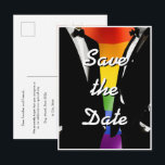 Elegant Modern Gay Men Wedding Rainbow Briefkaart<br><div class="desc">The Gay Men Wedding Elegant Modern collection offers a complete suite of coordinating stationery and accessories designed for two grooms. Two grooms in classic black tuxedos against a vibrant rainbow Pride flag, with bold brush script typography that brings a retro-nostalgic edge to a modern celebration. Every piece is fully customizable...</div>