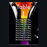 Elegant Modern Gay Men Wedding Rainbow Guest List Kaart<br><div class="desc">The Gay Men Wedding Elegant Modern collection offers a complete suite of coordinating stationery and accessories designed for two grooms. Two grooms in classic black tuxedos against a vibrant rainbow Pride flag, with bold brush script typography that brings a retro-nostalgic edge to a modern celebration. Every piece is fully customizable...</div>