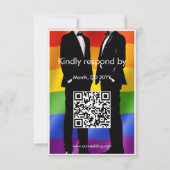 Elegant Modern Gay Men Wedding Rainbow QR Code RSVP Kaartje (Achterkant)