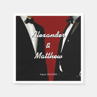 Elegant Modern Gay Men Wedding Rainbow Servet