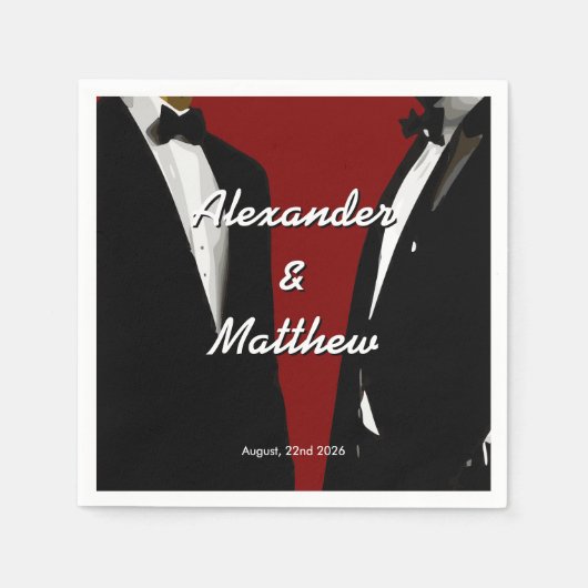 Elegant Modern Gay Men Wedding Rainbow Servet (Voorkant)