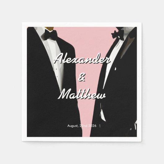 Elegant Modern Gay Men Wedding Rainbow Servet (Voorkant)