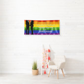 Elegant Modern Gay Men Wedding Rainbow Welcome Spandoek (Insitu)